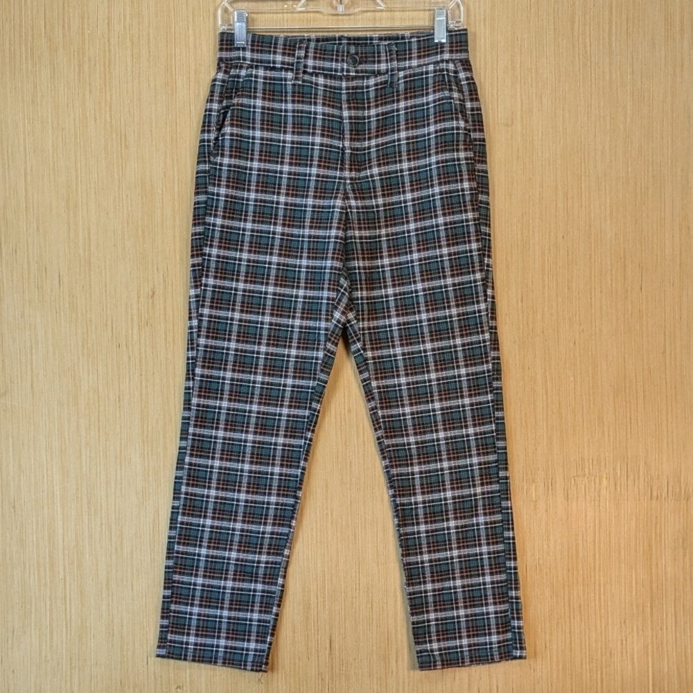 American‎ Eagle Plaid Dark Academia Preppy Retro Super Hi-Rise Skinny Trouser 4